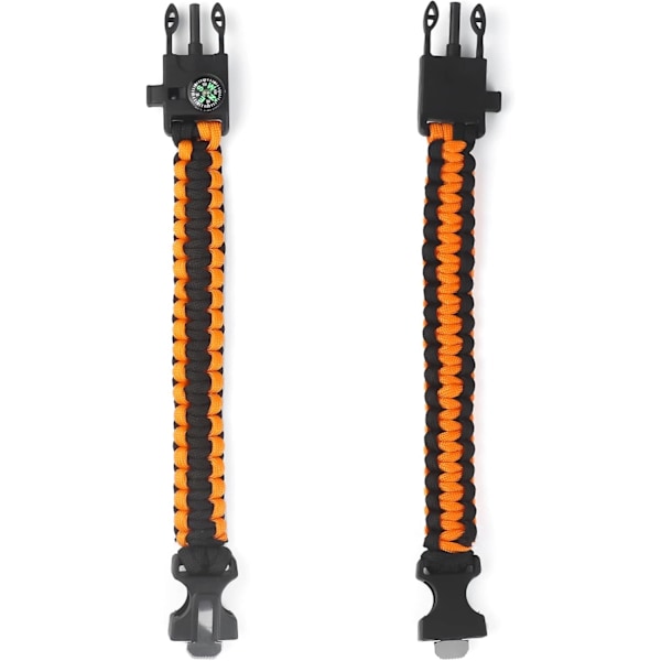 Överlevnadsarmband - Utomhusutrustning med kompass, flinta, visselpipa (3-pack)