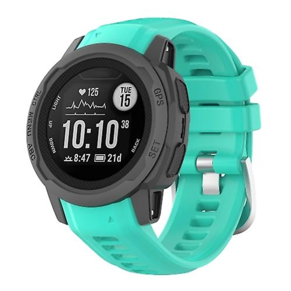 Til Garmin Instinct 2s Silikone Rustfrit Stål Spænde Urrem FGU Lake Green