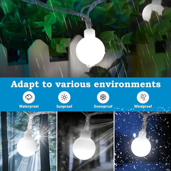 Batteridrevne lyskæder til indendørs soveværelse, Calibre 0,8IN 20ft 60led Globe Fairy Lights med timer, 8 tilstande klyngelys til udendørs klasseværelse