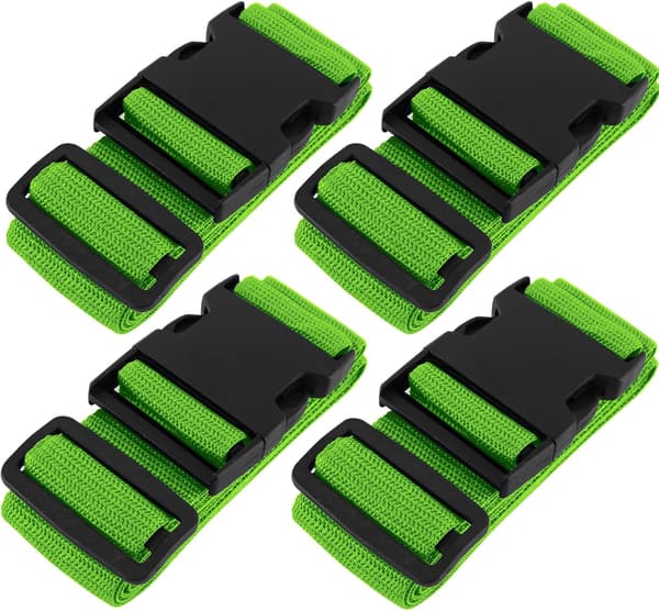 Bagageremmar för resväskor, kraftiga och snabbspännen, justerbara lastremmar för resväskor (Grön) 4-pack