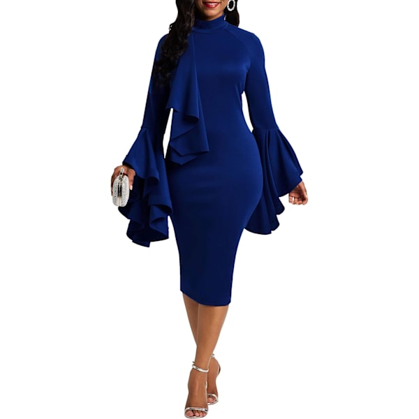 Flare Long Sleeve Ruffle Party Dress Women's Falbala Sheath Dress