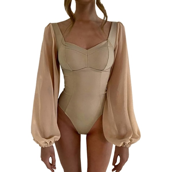 Dame Jumpsuits Bodystocking til kvinder Sortløs firkantet hals Lappedetaljer Lang Ballon