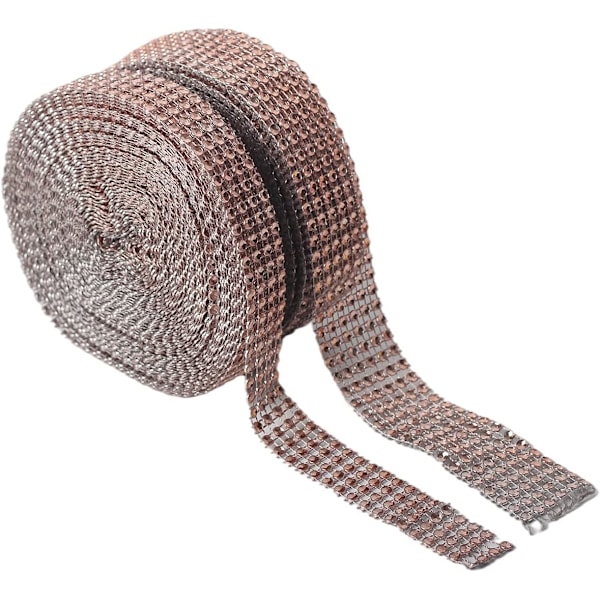 Roséguld Rhinestone-band - 2 rullar Mesh Ribbon Strip