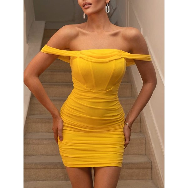 Off Shoulder Mesh Korset Mini Kjole til Kvinder