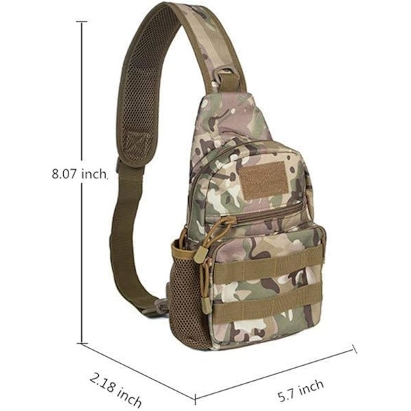 Taktisk slyngeveske for menn. Liten skulderbryst Molle dagstursekk ryggsekk for