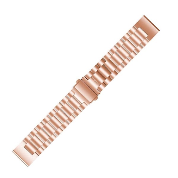 Til Garmin Fenix 5 Tre-perlet rustfrit stål metal urrem UNH Rose Gold