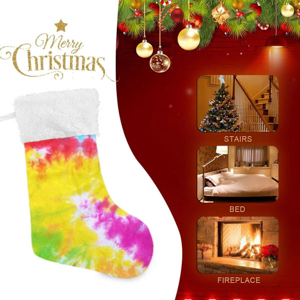 Julklapp, personliga julklappsstrumpor 2-pack Tie Dye Regnbåge Swirl Pride Print 45,7 cm Julstrumpor Hängande Ornament Kamin