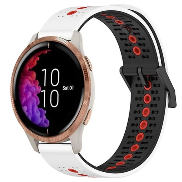 Til Garmin Venu 20mm Tricolor Åndbar Silikone Urrem IYF White-Black-Red