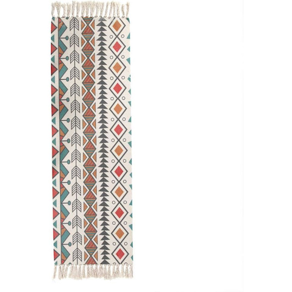 Löpare 60x130cm, Hallmatta Maskintvättbar Mattlöpare med Tofs, Bomullsmatta Mattlöpare Halkskydd, Hallmattor för Vardagsrum