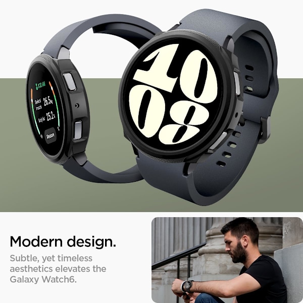 Liquid Air Designet for Galaxy Watch 6 44mm Deksel Fleksibelt Lett TPU-deksel (2023) - Matt Svart Matt Svart