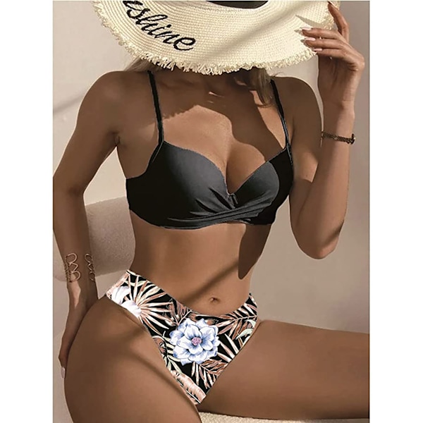 Push-up bikini med sjalblus & byxor med hög midja