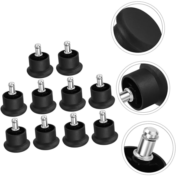 10 stk Stolfeste fotpute korte profilglider Caster Stolhjul Stopper Skrivebordsstol Glider Nivelleringsglider Tepper for Kontorstol Fast Stopper Svart