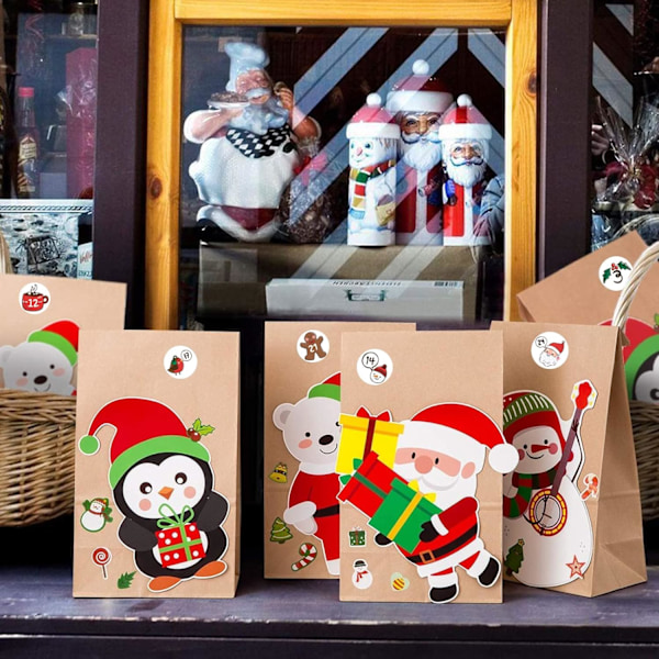 Adventskalenderklistermærker (nummer 1-24) - Julekalendernummerklistermærker til håndværk