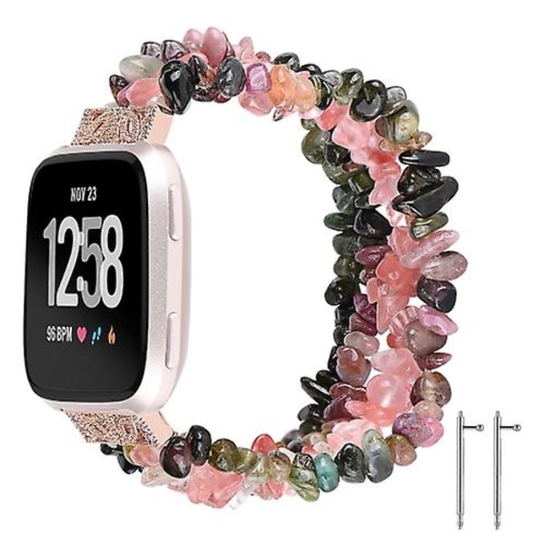 För Fitbit Versa Rough Stone Armband Klockarmband HBW Colorful Tourmaline