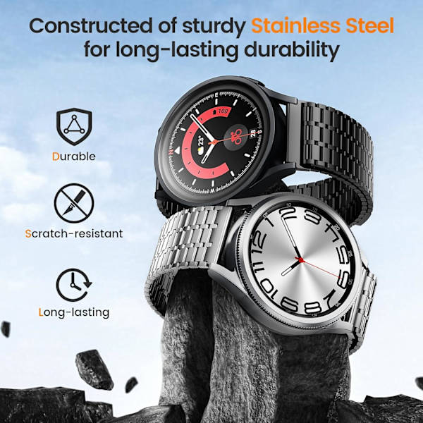 Magnetisk metallbanddesign för Galaxy Watch Ultra 47mm, Watch 7 44/40mm, Watch 6 Classic 47/43mm, 6 5 4 44/40mm, 5 Pro 45mm, 4 Classic 46/42mm,