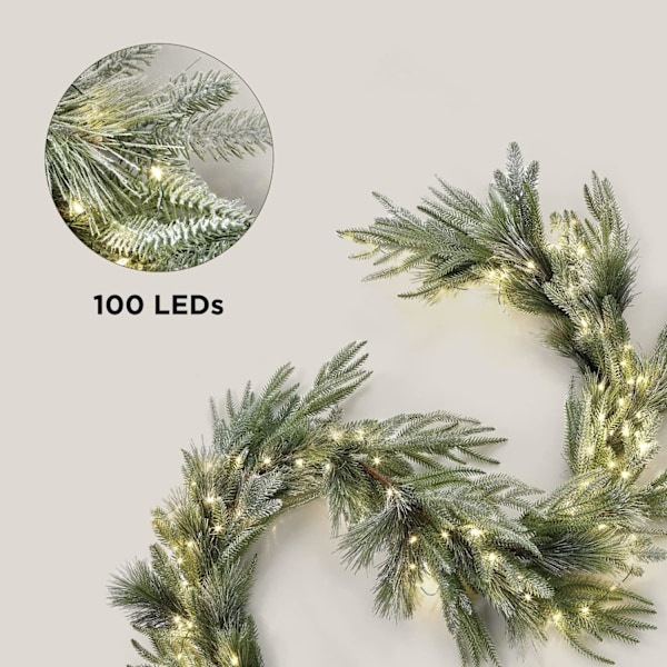 Juleguirlande med lys - 100 LED-lys, 6 fod, oplyst jul