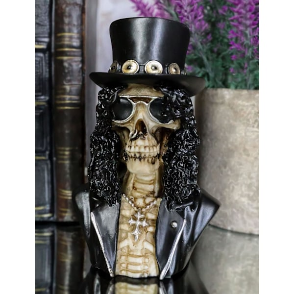 Ebros Gift Day of The Dead Rock Musiker Gitarrist Sklash Skull Skelett Büste Miniatur Figur 4.25\" Hög Som Dekorativ     Prop Gothic