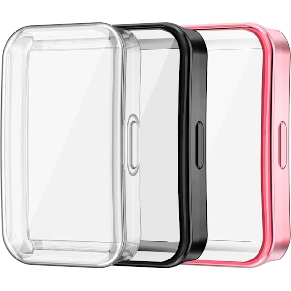 3-pakning Skjermbeskytter Kompatibel med Huawei Band 10 9 8 Deksel Ripebestandig Myk Full Beskyttelse (Svart+Klar+Rosa) Svart+Klar+Rosa