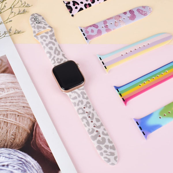 Leopard Print 49mm 45mm udskiftningsrem kompatibel med Apple Watch