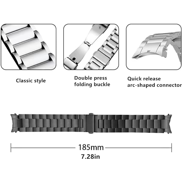 2024 Titanlegering Watch Band Kompatibel med   Galaxy Watch 4 classic/4/5/5Pro/6/6classic Bands, Ingen hull Titaniumlegering Metall Watch Strap Grå