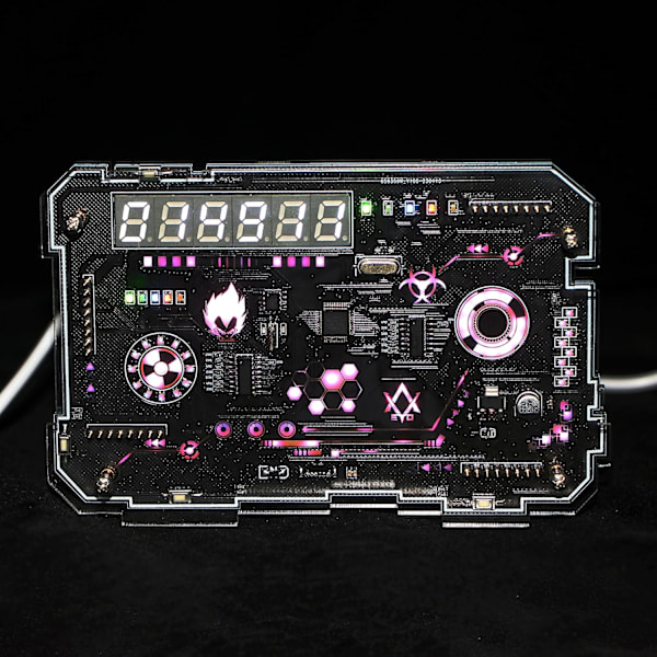 Skrivbords RGB-klocka Cyberpunk-stil Klocka DIY LED-skrivbordsatmosfär Klockdekoration Tillbehör. (SPro)  SPro  SPro