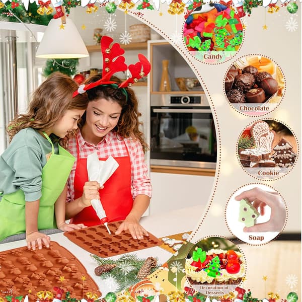 Julechokoladeform, 2 stk., silikoneform, jul, slikform, silikone, 3D silikoneforme, bagning, jul, slikforme, silikoneforme