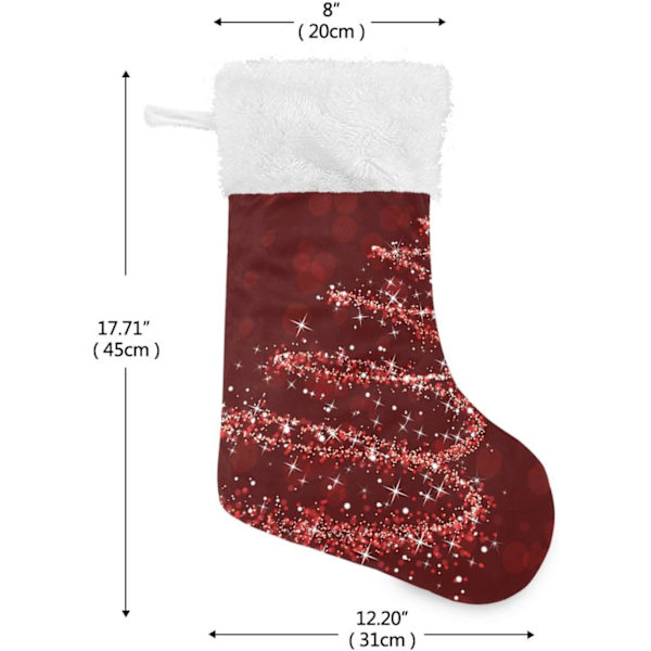Julklapp, Personliga Julklappsstrumpor 2-pack Julgran Snöflinga Röd 45,7 cm Julstrumpor Hängande Ornament Eldstad för B