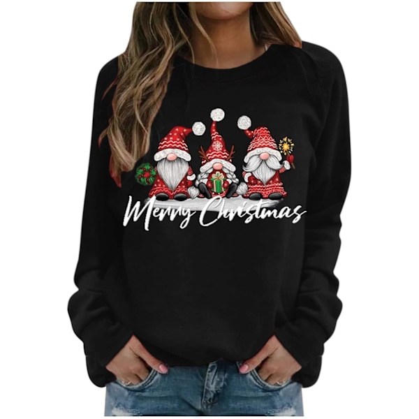 God jul trykte sweatshirts for kvinner lange gensere kjole i