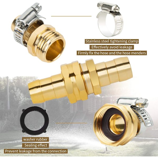 3/4\" Aluminium Have Slange Reparationsstik med Rustfrit Stål