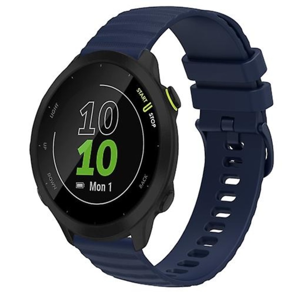 För Garmin Forerunner 55 20mm vågigt prickmönster enfärgat silikonklockarmband SOI Navy Blue