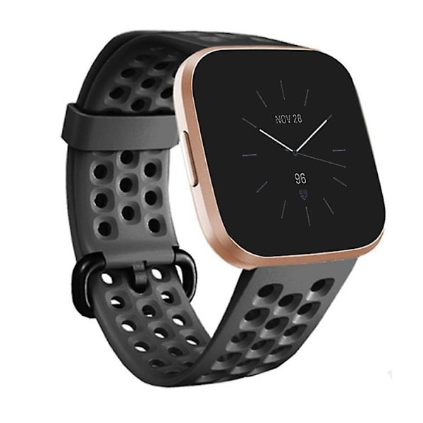 För Fitbit Versa 2 Andningsbar Silikonklockarmband TTW Black