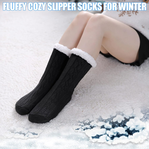 Damtofflor Fuzzy Socks Fluffy Cozy Halkfria Varma Vinter Mjuka Tjocka Fleece