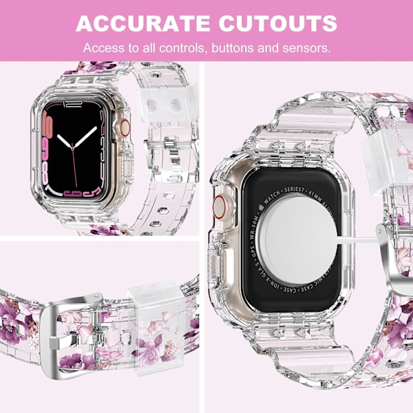 Kompatibel med krystalklare Apple Watch-rem, 45 mm 44 mm