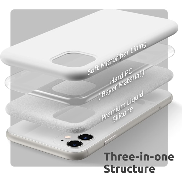 Kompatibel med iPhone 11 Skal 6.1 tum, Förtjockad Design Flytande Silikon Telefonskal (med Mikrofiberfoder) för iPhone 11 2019, Vit Vit
