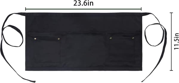 Serverforkle med 5 lommer - Naglespenne Unisex Kort/Halv Servitør Midjeforkle Svart