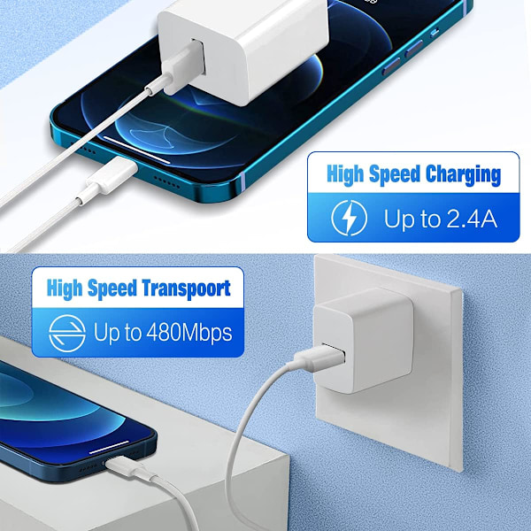 iPhone-laderkabel. Lyn til USB-A MFi-sertifisert ledning 4-PAKKE