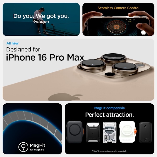 för iPhone 16 Pro Max Skal, Ultra Hybrid T MagFit [Kamerakontrollknapp Täckning] [Kompatibel med Magsafe] - Vit A_T_White iPhone 16 Pro Max