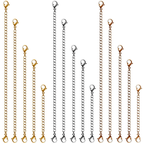 Halsbandsförlängare - Guld Silver Rostfritt stål (15 st)