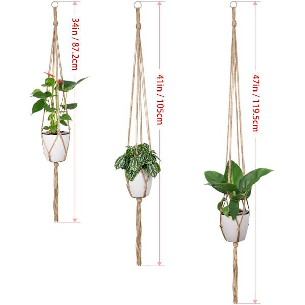 Växthängare för inomhusmakrame hängande planteringskärl (6-pack)