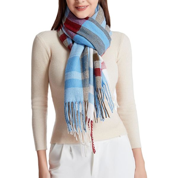 Dam Fashion Lång Sjal Stor Rutnät Vinter Varm Gitter Stor Scarf