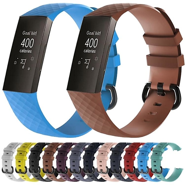 Diamantmönstrad silikonklockarmband för Fitbit Charge 4 Storlek: 210*18mm XFY Coffee