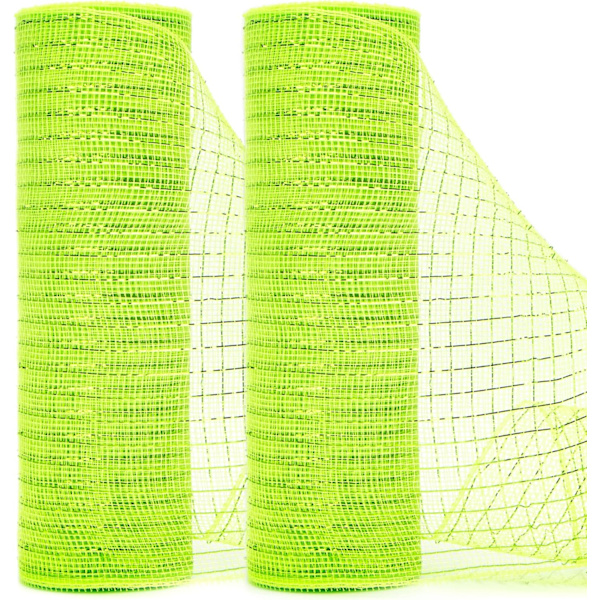 2 rullar limegrönt nätband, 10 tum x 30 fot (10 meter) varje rulle, metalliskt