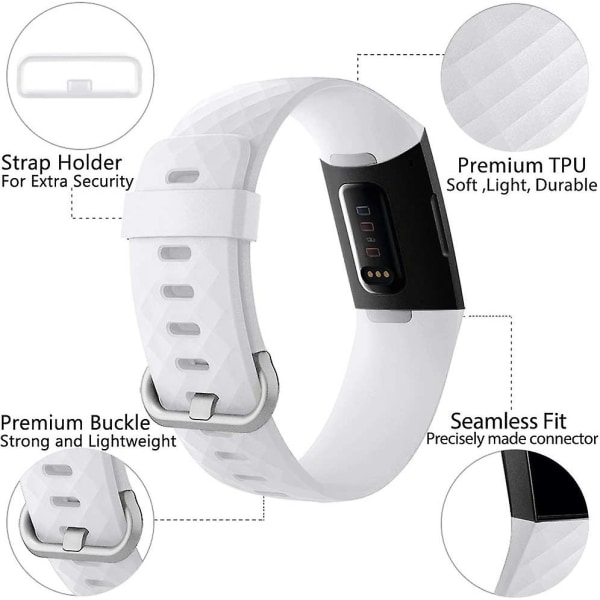 Vandtæt udskiftningsurrem Fitness Sport Band Armbånd Kompatibel med Fitbit Charge 4 / Fitbit Charge 3 Se- Multi Farve White Small