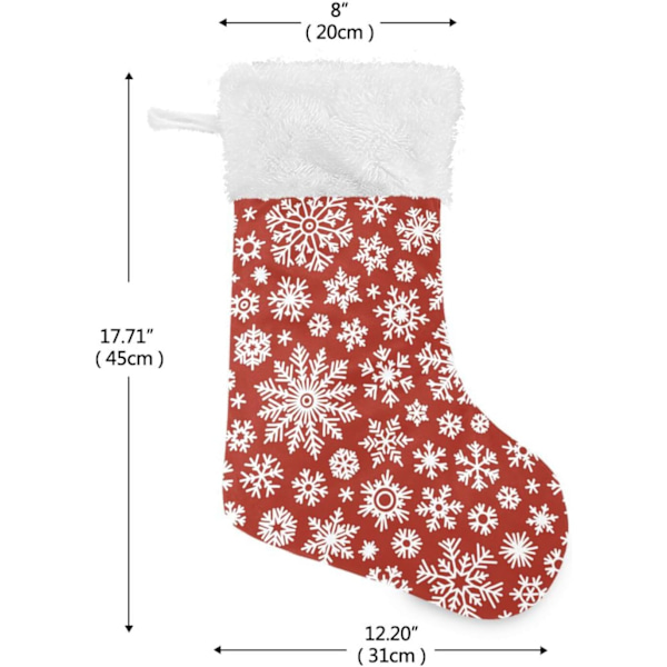 Julklapp, Personliga Julklappsstrumpor 2-pack Glad Jul Snöflingor Vit Röd 45,7 cm Julstrumpor Hängande Ornament Ka