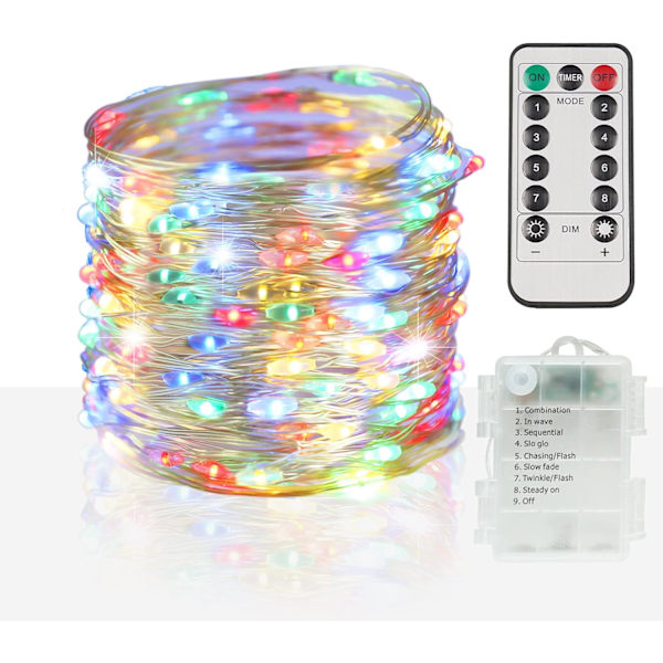 66ft 200 LED utomhus ljusslingor, flerfärgade ljusslingor batteridrivna