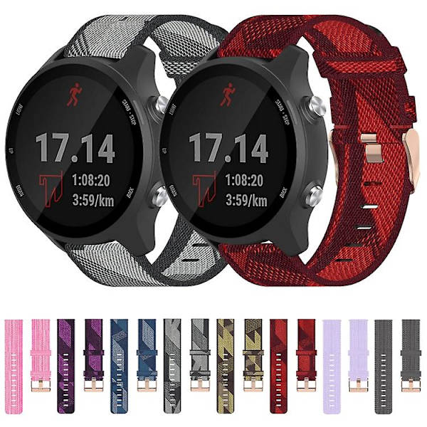 For Garmin Forerunner 245 Music 20mm Nylon Flettet Rem Red