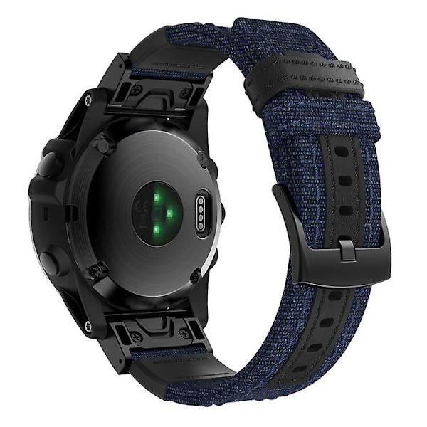 Canvas och läder klockarmband för Garmin Fenix5x Plus Fenix3, handledsrem storlek: 150+110mm XEP Blue
