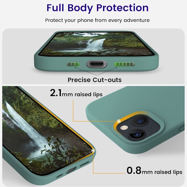 Designet til iPhone 13 Telefon Cover, Silikone Stødsikkert Slankt Tyndt Telefon Cover til iPhone 13 6.1 ih Midnight Green Midnight Green