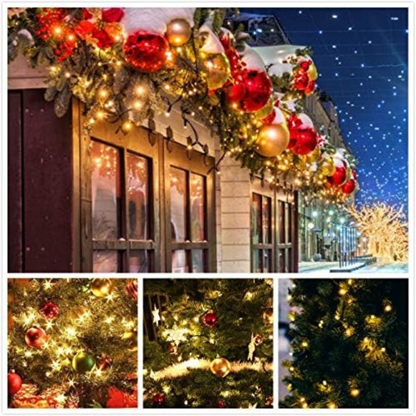 4-pack varmvita solcellslampor för jul utomhus, vattentäta, 400 LED 132 fot solcellslampor med 8 lägen, solcellslampor med varm vit tråd