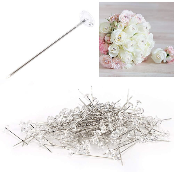 Crystal Head Needle Straight Pins - Bröllopsblomsterdekorationer (200PCS)